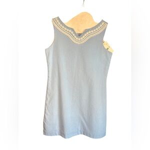 MAGGIE BREEN A-line Dress w Decorative Trim- Blue-NWT Girls 7 Made in USA